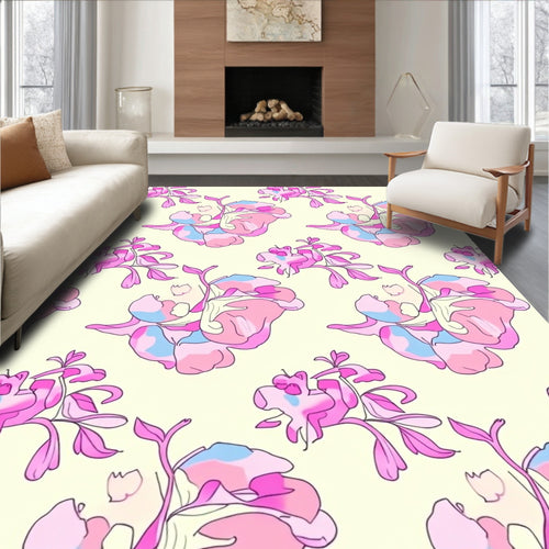 Abstract Floral Pink Pastel Pattern Rug