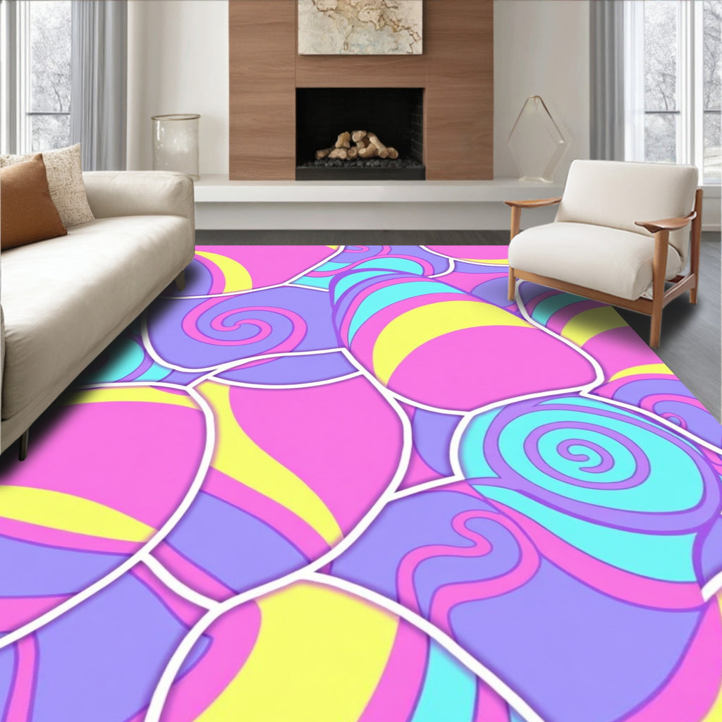 Pastel Swirl Stripe Design Rug