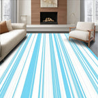 Sky Blue White Stripe Pattern Rug