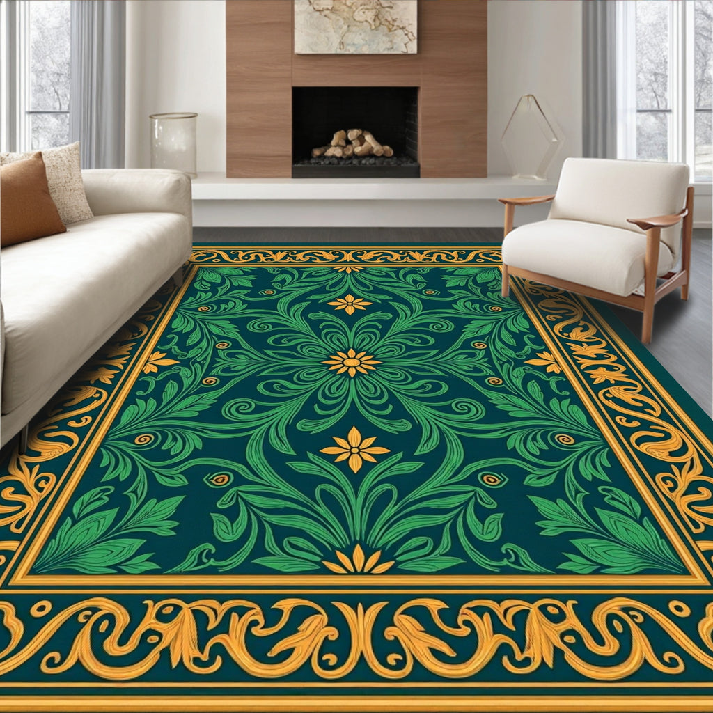 Ornate Floral Bordered Pattern Rug