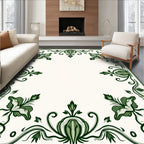 Art Nouveau Green Floral Swirls Rug