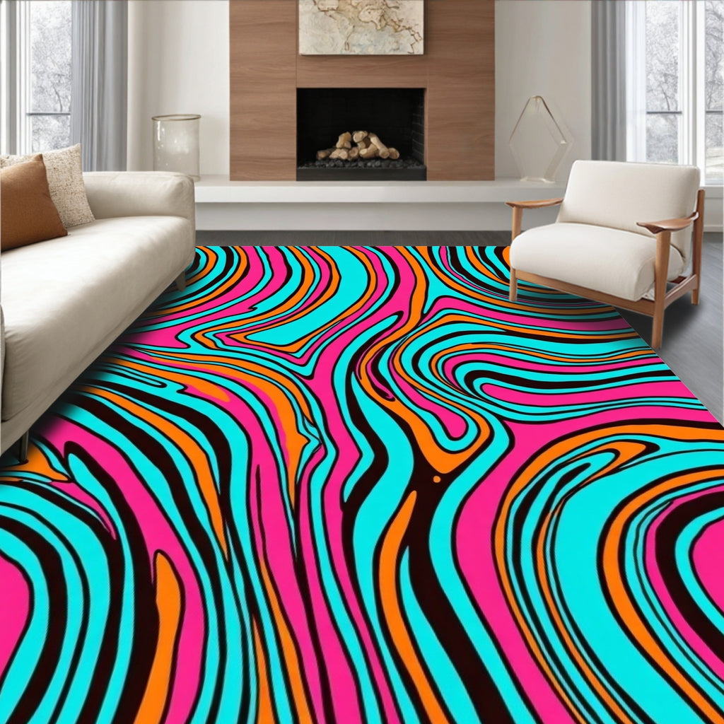 Vibrant Swirl Abstract Pattern Rug