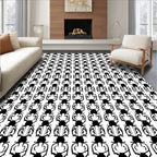 Bold Black 2-Tone Abstract Pattern Rug
