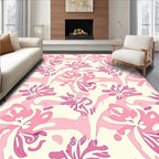 Whimsical Pink Floral Abstract Design Rug
