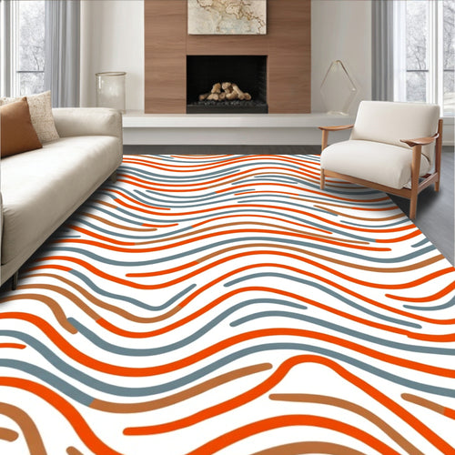 Abstract Orange Gray Stripe Pattern Rug