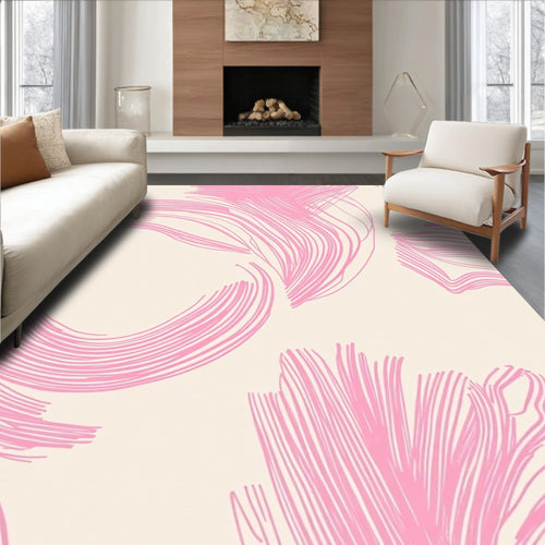 Abstract Pink Swirl Organic Pattern Rug