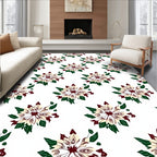 Cream Crimson Green Bloom Mandala Rug
