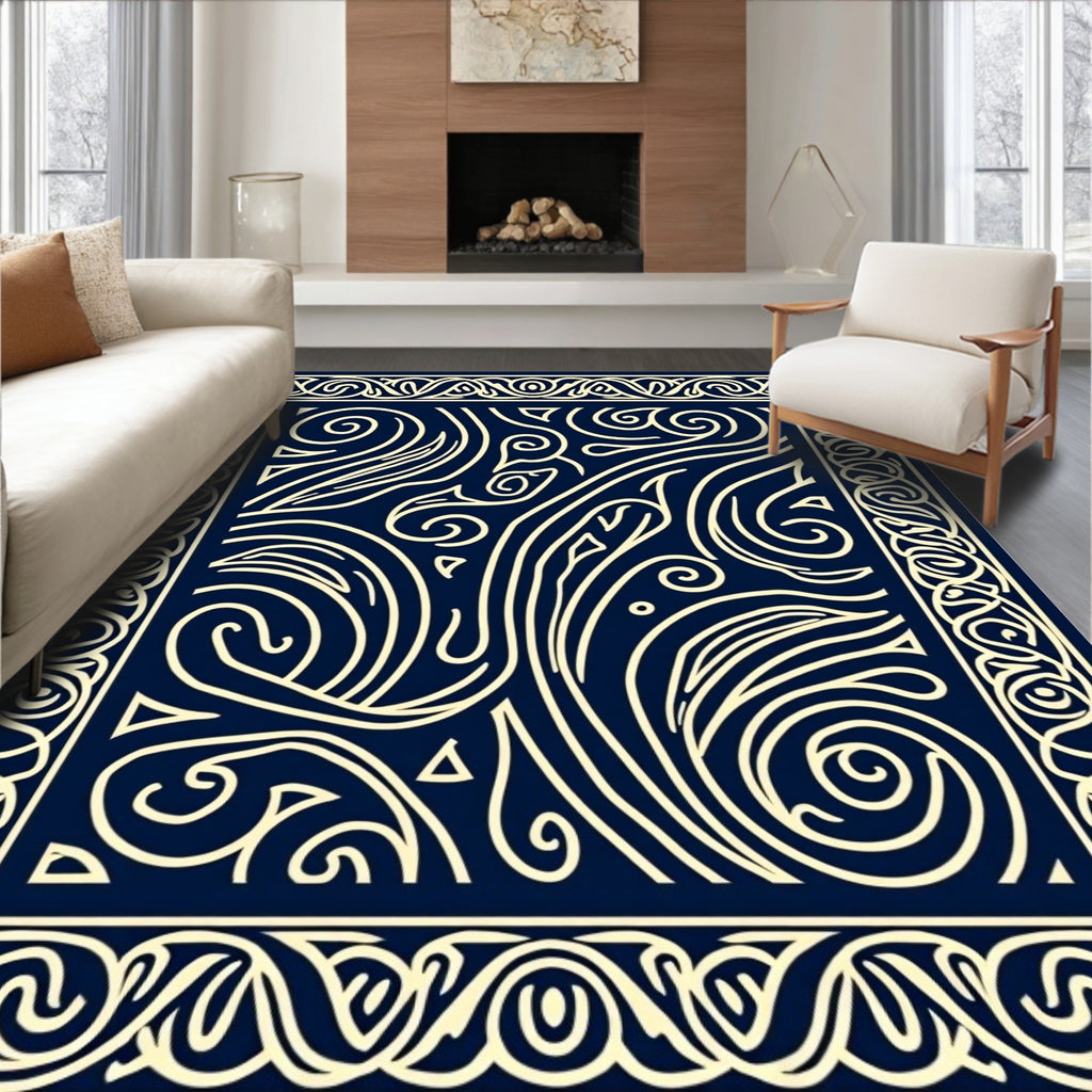 Intricate Swirl And Leaf Pattern Rug
