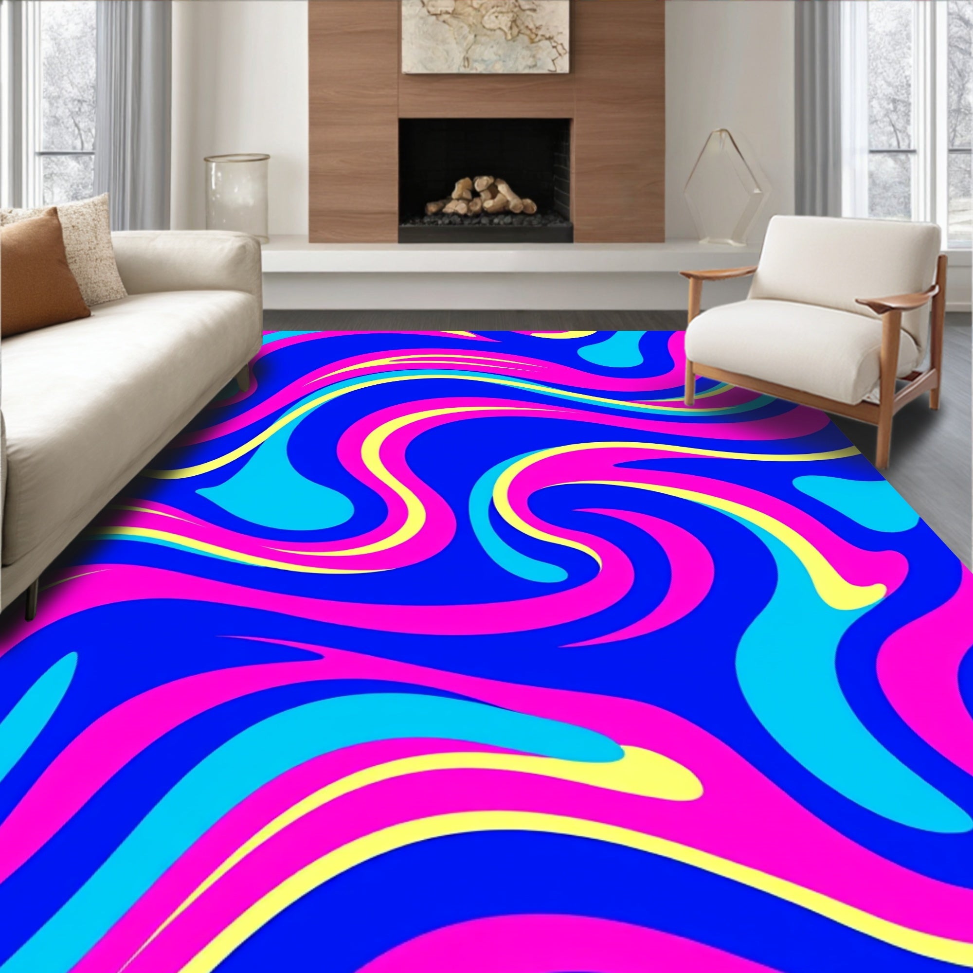 Vivid Swirl Pattern Rug