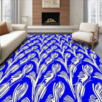 Bold Blue Cream Floral Swirl Rug