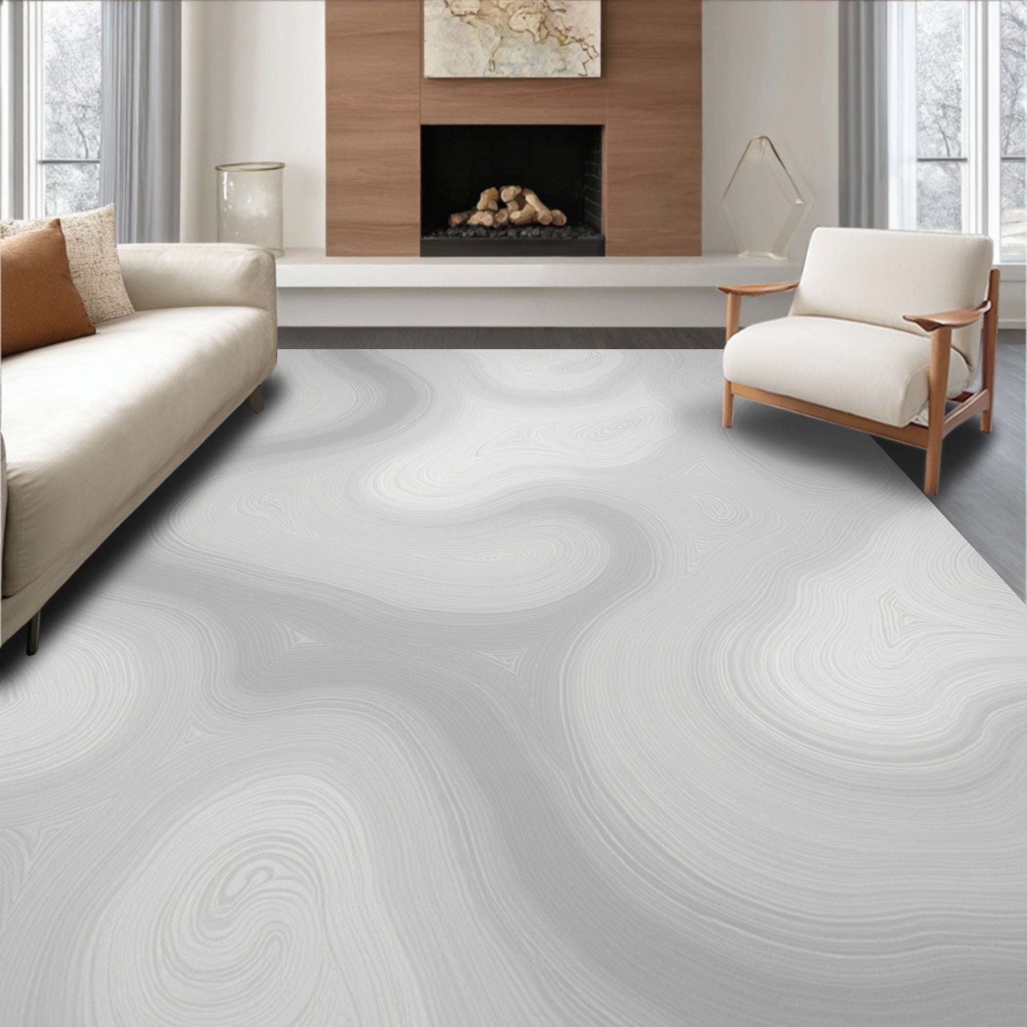 Swirling Abstract Neutral Tone Rug