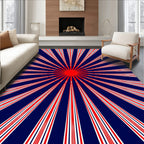 Radiating Red White Blue Rays Rug