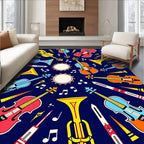 Musical Instruments Notes Pattern Rug