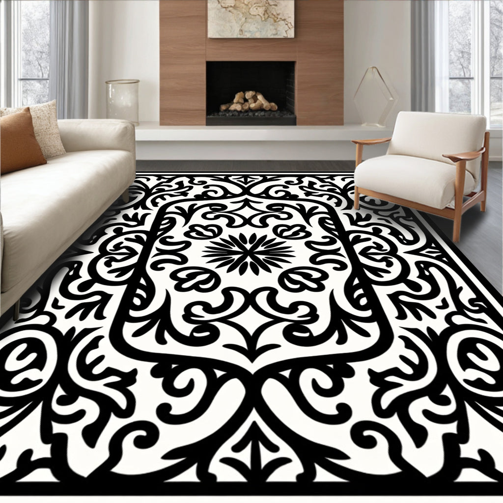 Ornate Floral Scrollwork Design Rug