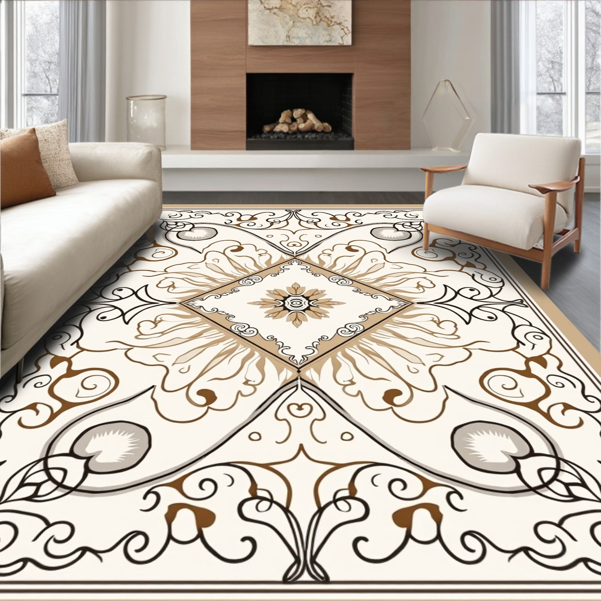 Classic Floral Scrollwork Pattern Rug