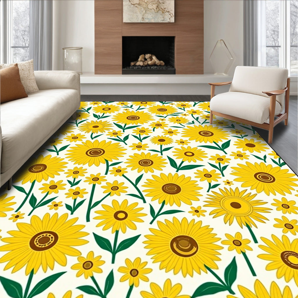 Summer Meadow Sunflower Pattern Rug