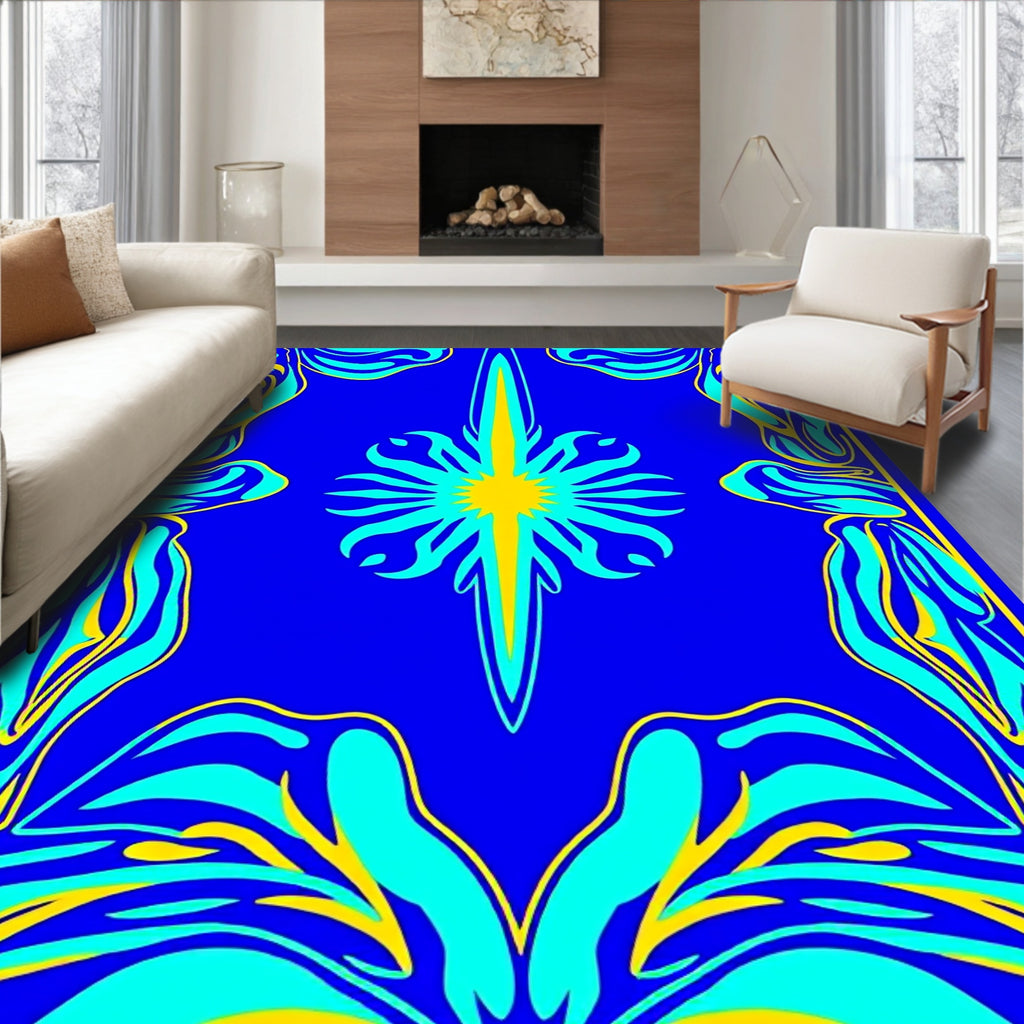 Abstract Swirls Starburst Pattern Rug