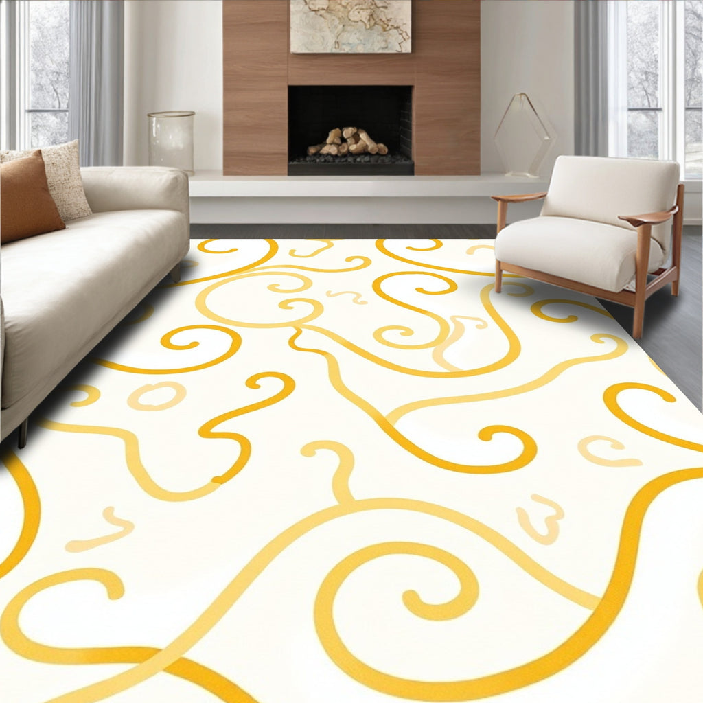 Golden Swirls Abstract Pattern Rug
