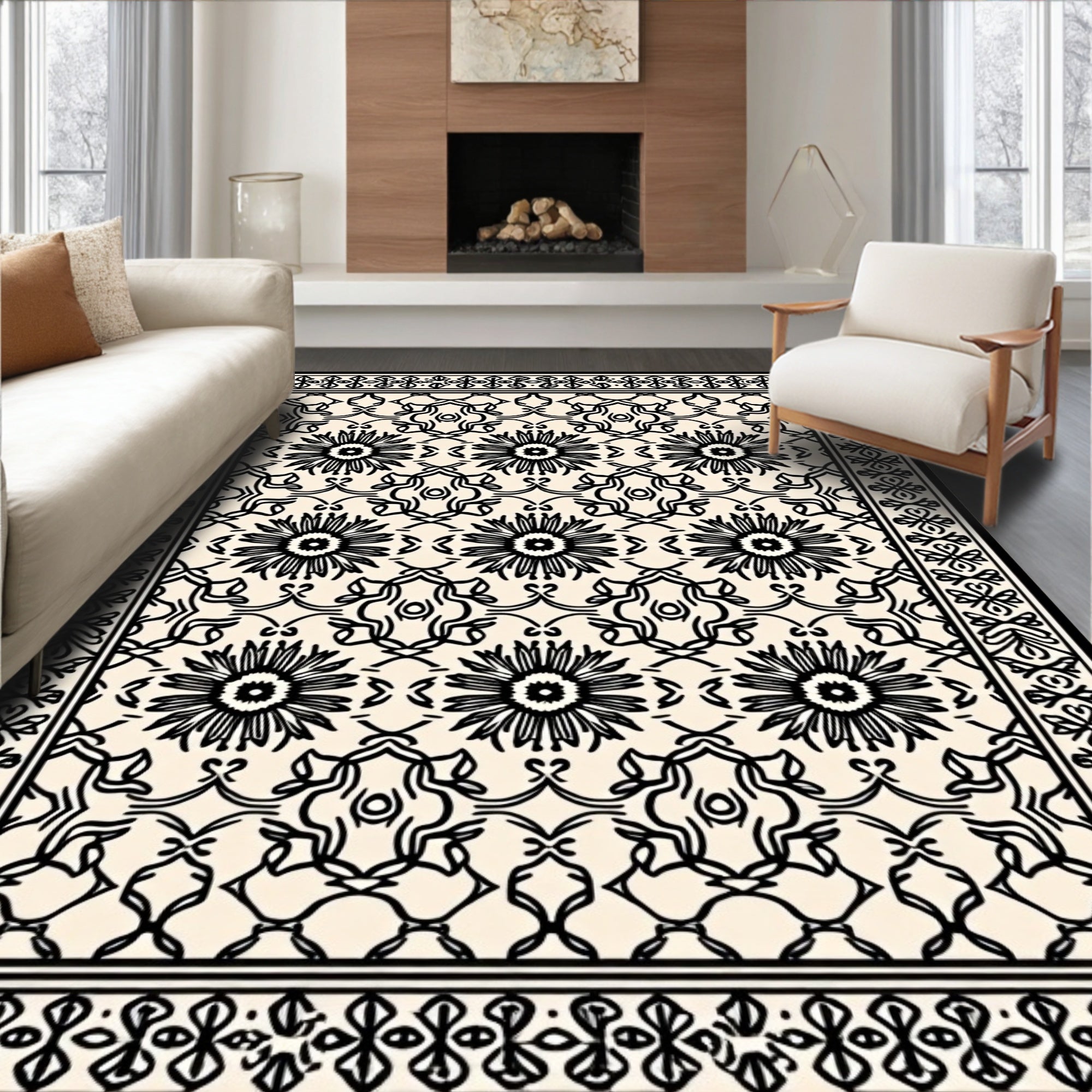 Classic Floral Scrollwork Pattern Rug