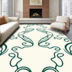 Elegant Jade Swirl Floral Pattern Rug