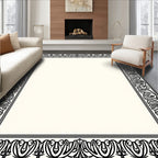 Vintage Black Floral Accent Rug