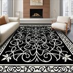 Intricate Scrollwork Floral Pattern Rug