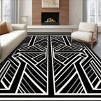 Art Deco Geometric Black White Design Rug