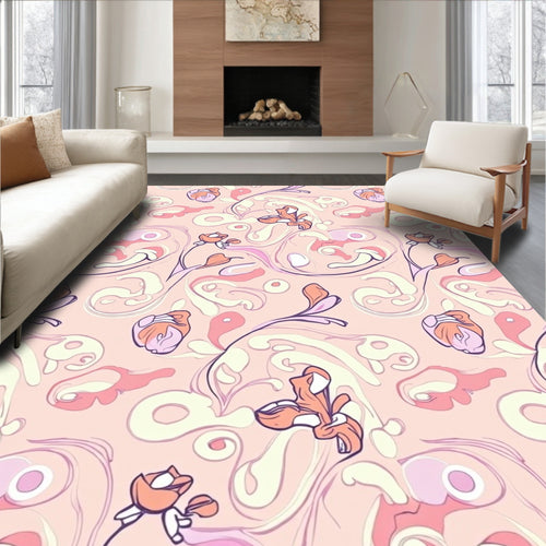 Abstract Floral Swirl Pattern Rug