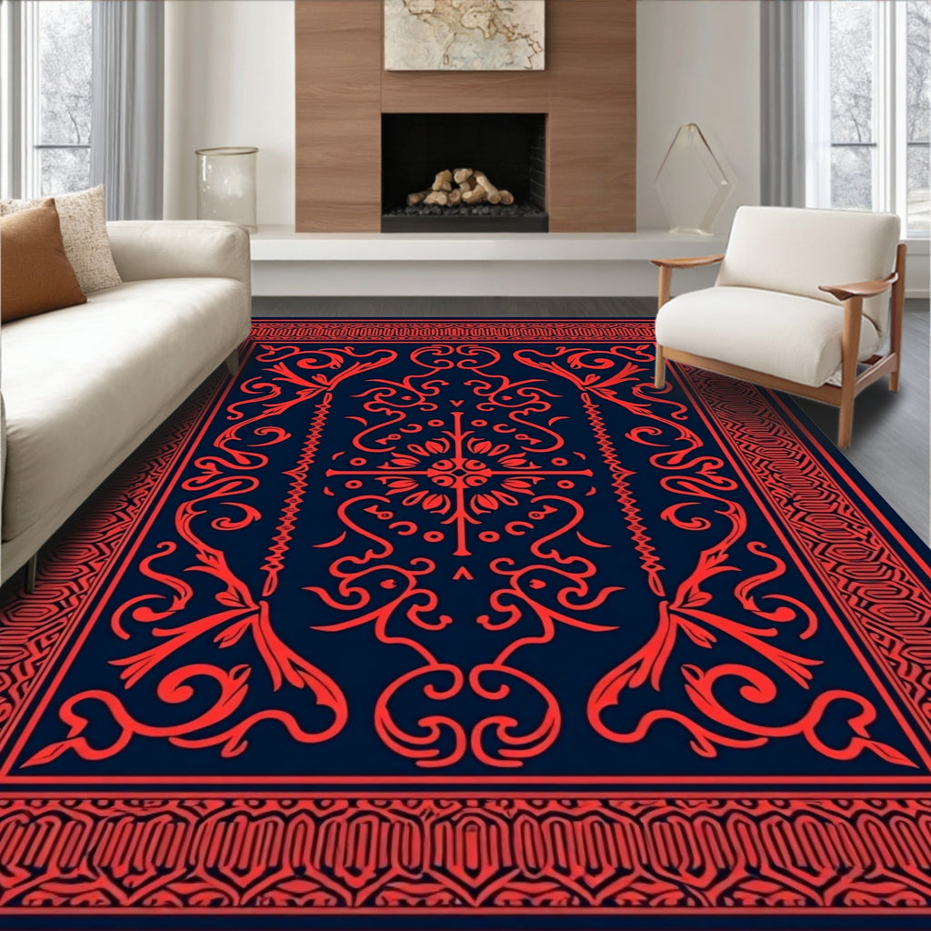 Intricate Scrollwork Geometric Patterns Rug