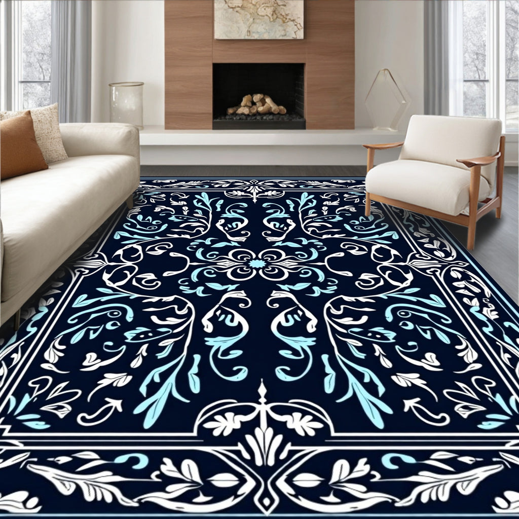 Ornate Floral Vine Pattern Rug