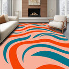 Wavy Orange Teal Abstract Design Rug