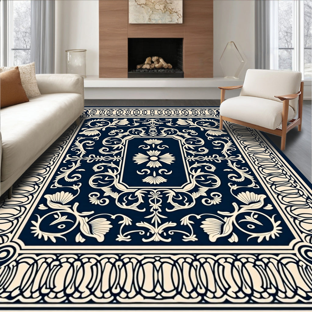 Elegant Floral Motif Classic Medallion Rug