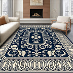 Elegant Floral Motif Classic Medallion Rug