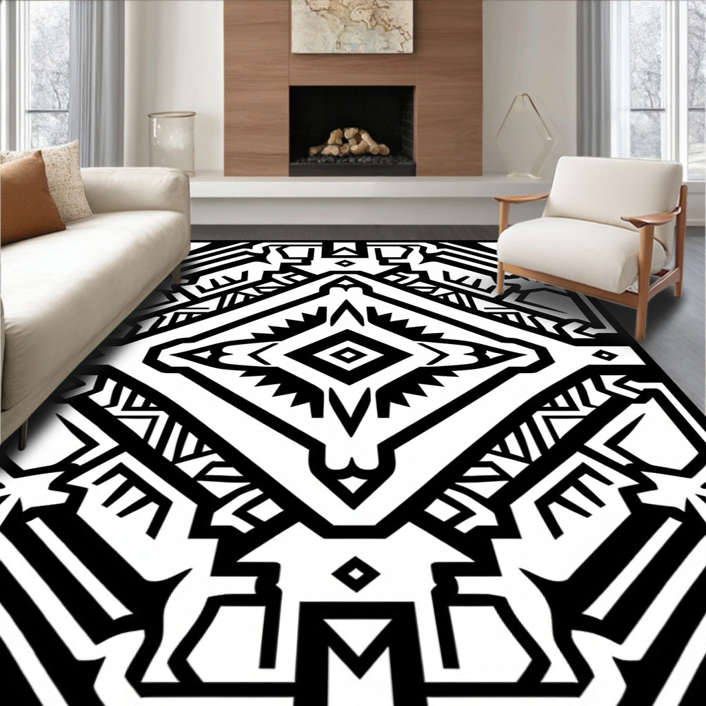 Tribal 2-tone geometric diamond pattern Rug