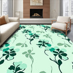 Mint Green Floral Vine Pattern Rug