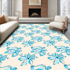 Coastal Blue Floral Sketch Pattern Rug