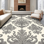 Elegant Gray Damask Floral Pattern Rug
