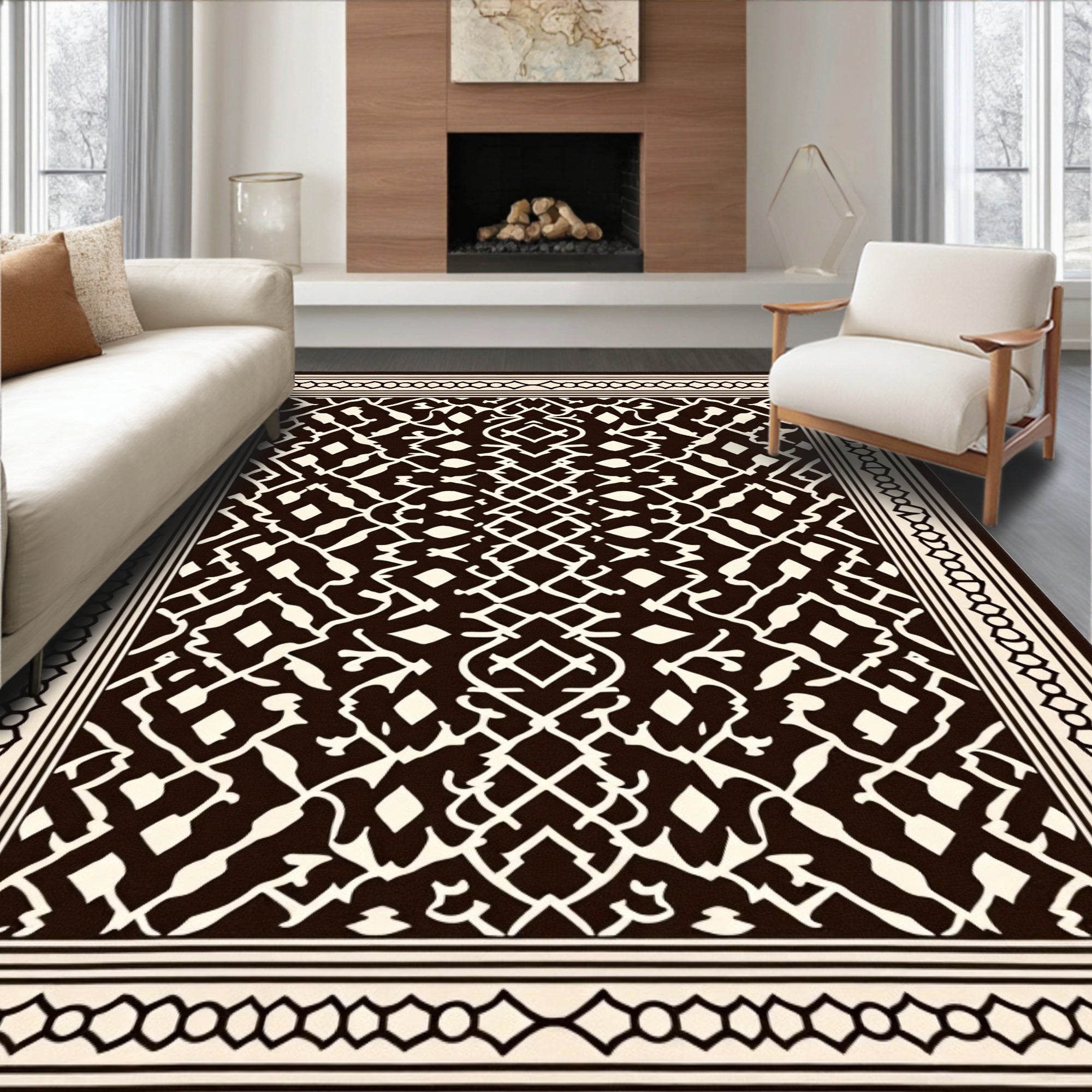 Intricate Lattice Work Motif Design Rug