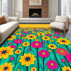 Bright Floral Field Pattern Rug