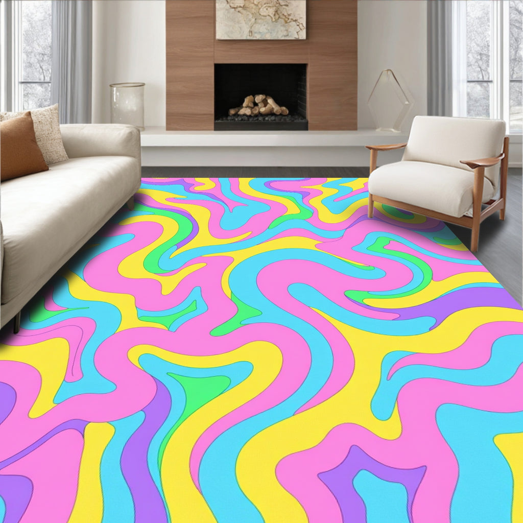 Psychedelic Swirl Abstract Pattern Rug