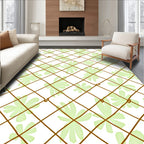 Thin Lattice Green Floral Design Rug
