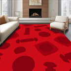 Red Abstract Circles and Shapes Rug