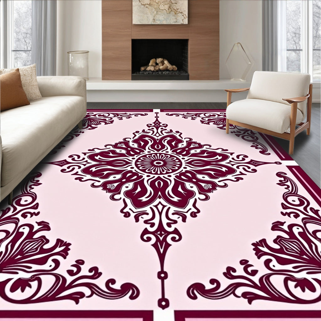 Elegant Paisley Floral Medallion Pattern Rug