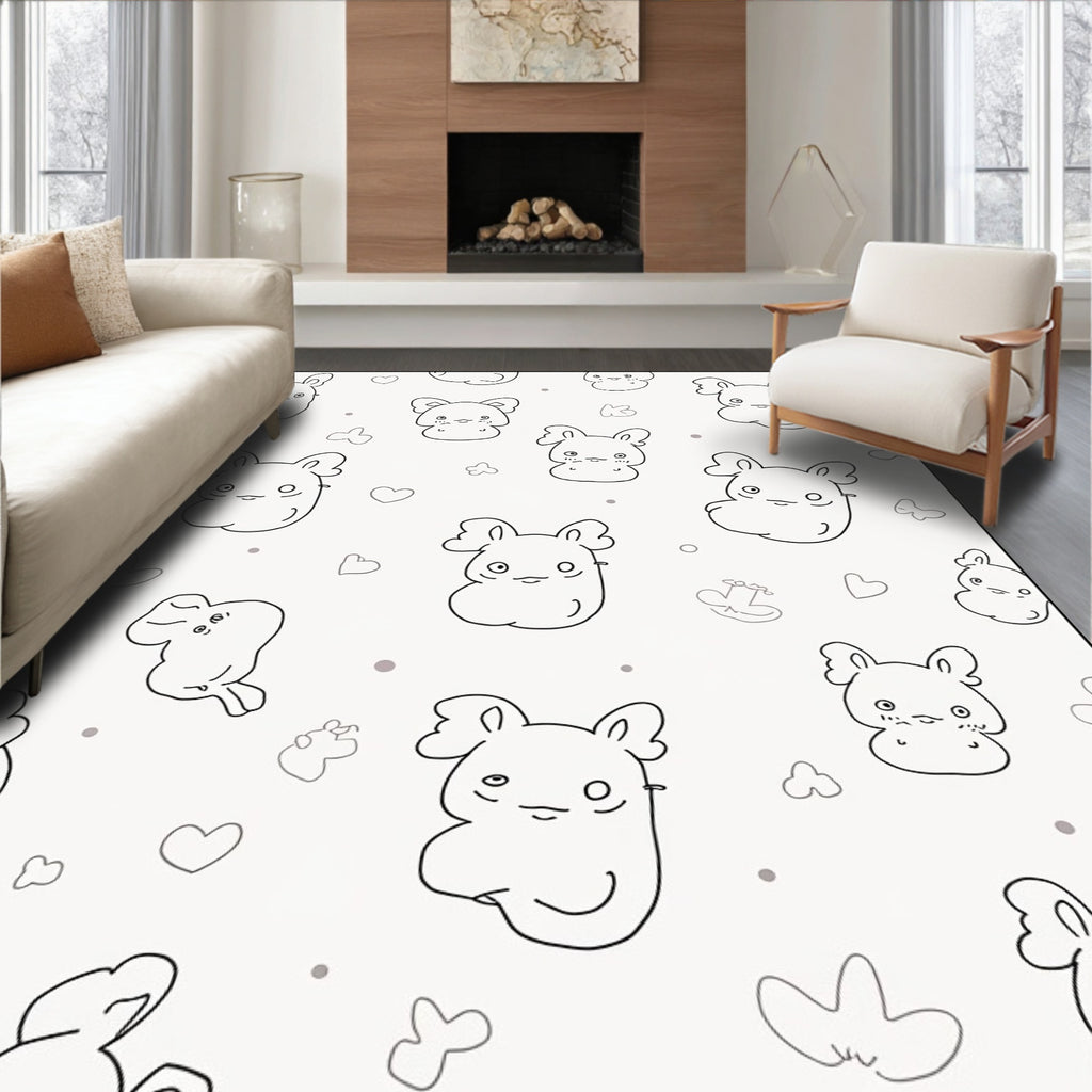 Cute Kawaii Animal Print Design Rug