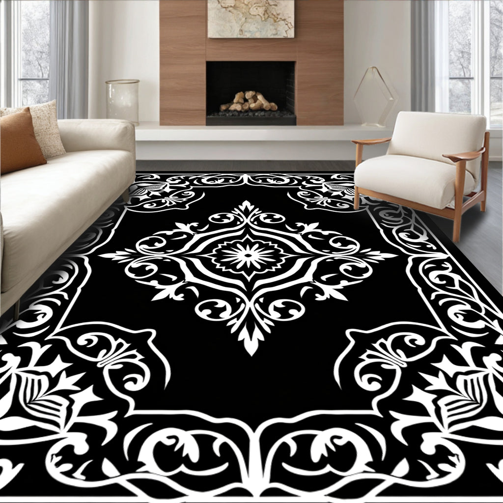 Vintage White Floral Inspired Pattern Rug
