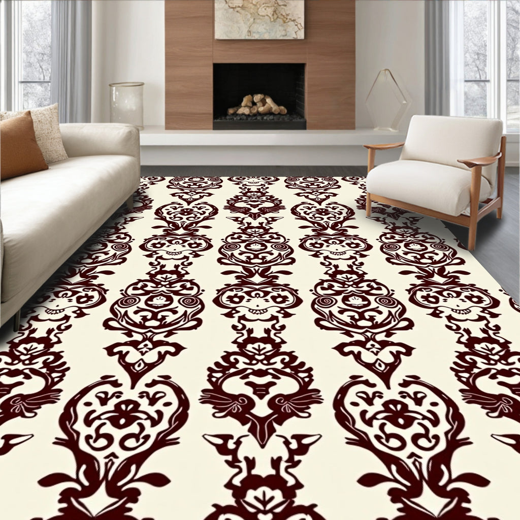 Damask Style Ornate Pattern Rug