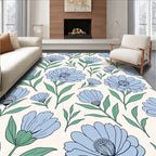 Delicate Blue Floral Pattern Arrangement Rug