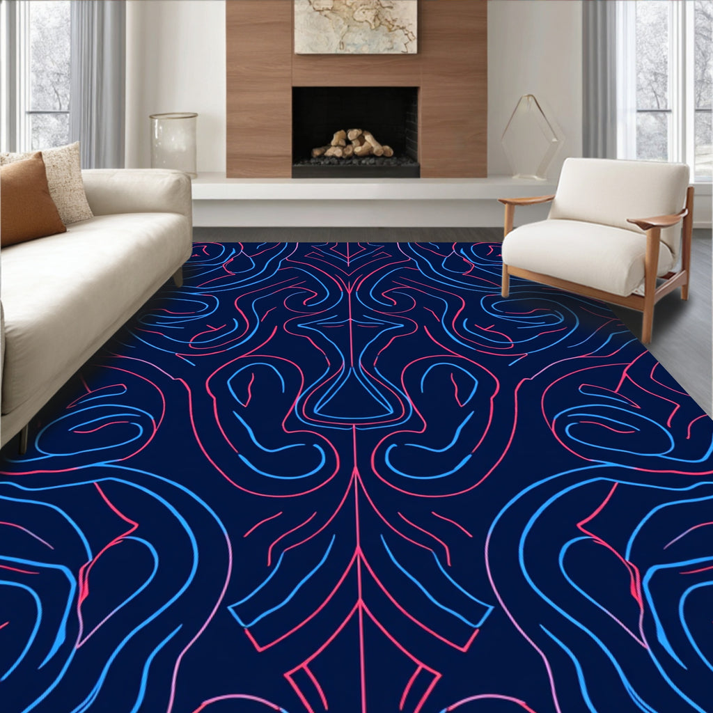 Abstract Swirling Lines Pattern Design Rug