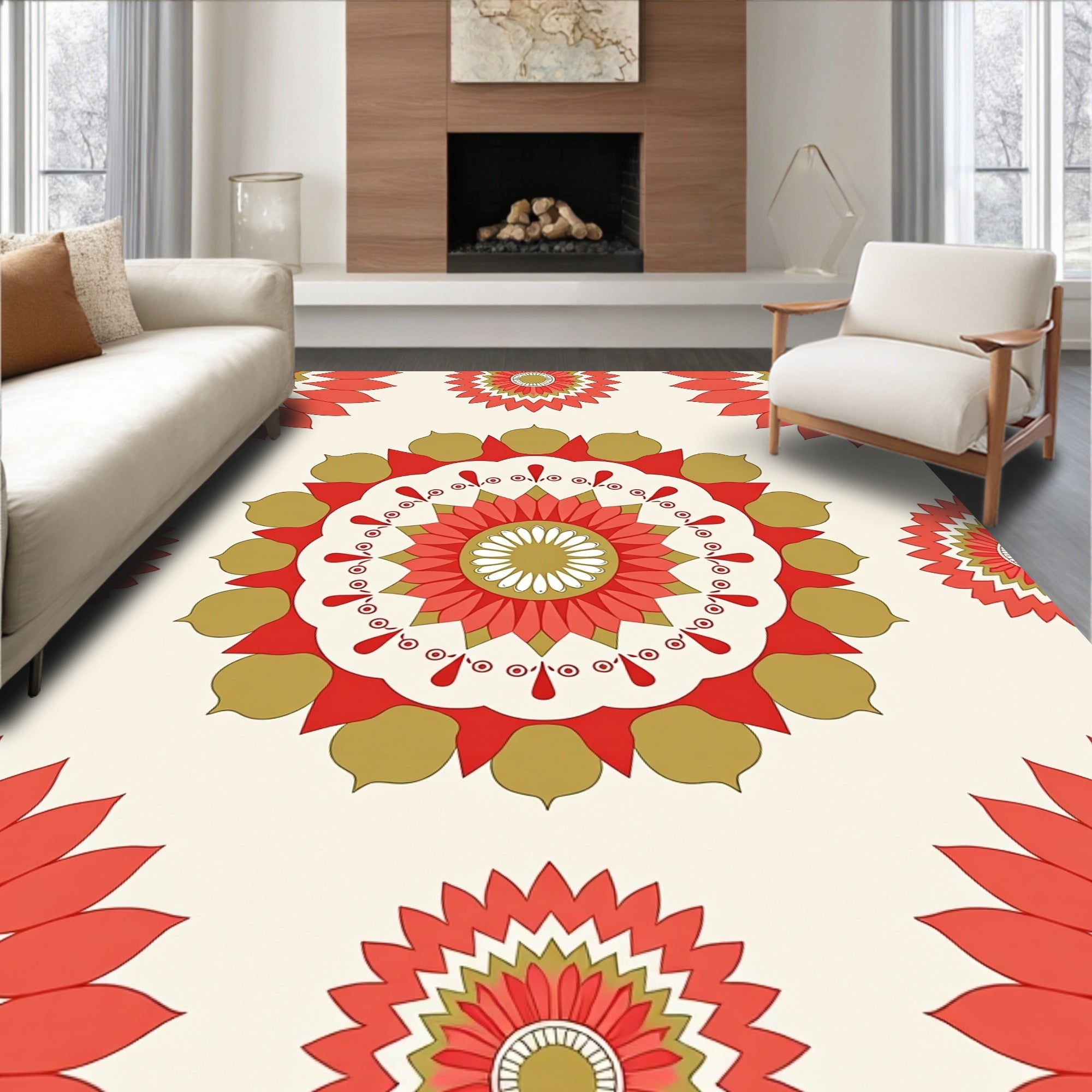 Floral Mandala Pattern Rug