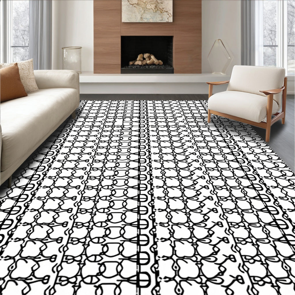 Bold Geometric Chain Link Pattern Rug